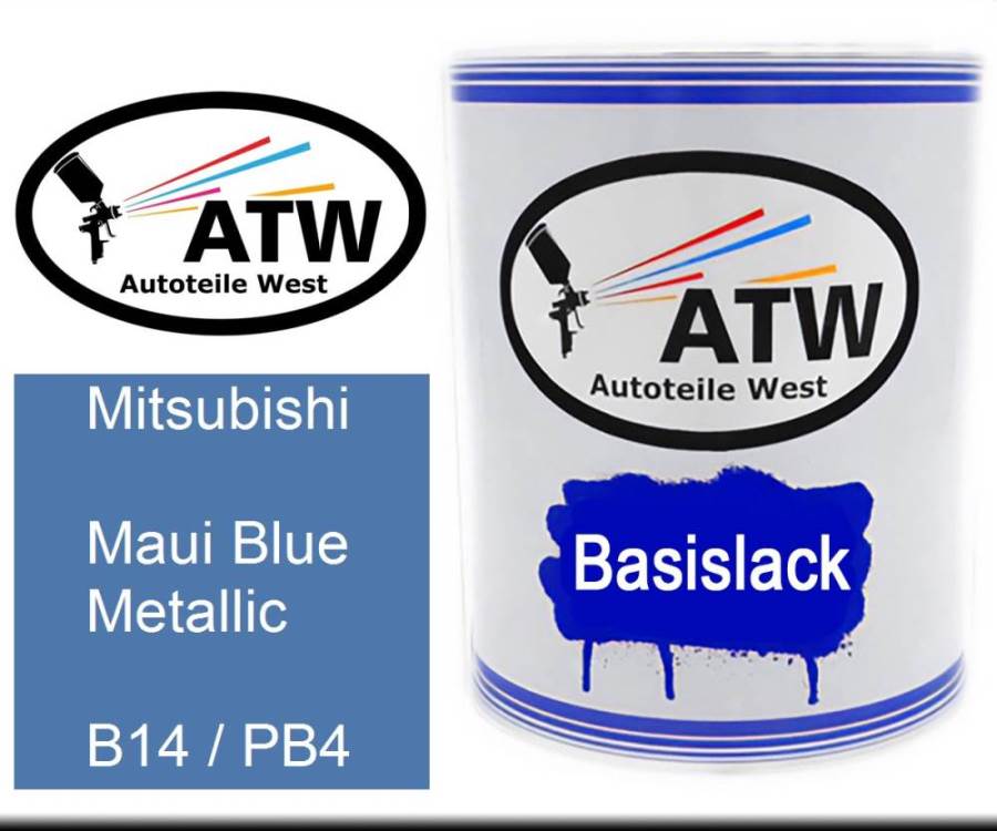 Mitsubishi, Maui Blue Metallic, B14 / PB4: 1L Lackdose, von ATW Autoteile West.